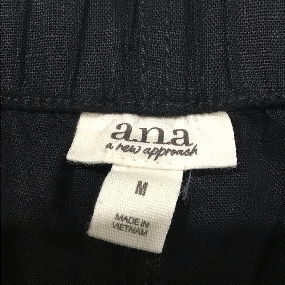 a.n.a Women’s Mid-Rise 3 1/2" Pull-On Linen Blend Short Black Pockets Size M - Picture 5 of 7